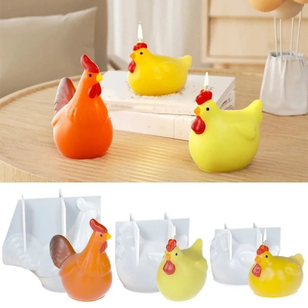 Cute 3D Chicken Candle Mold DIY Crafts Non-Stick Plaster Cement Mould Flexible Reusable Aromatherapy Mold Gift Creating Vue