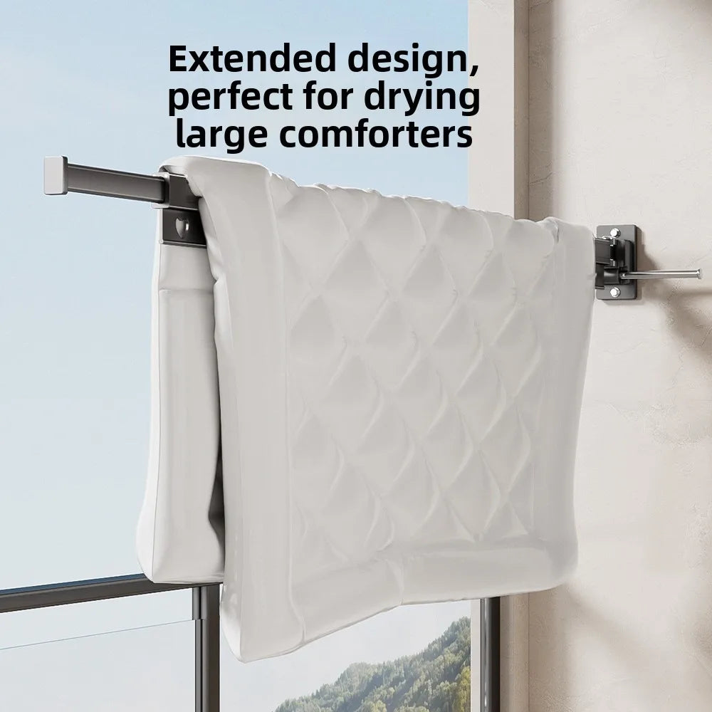Foldable Clothes Drying Rack, Wall Mounted Retractable Laundry Hanger for Balcony Bathroom Window, Space Saving Stainless Steel Vue