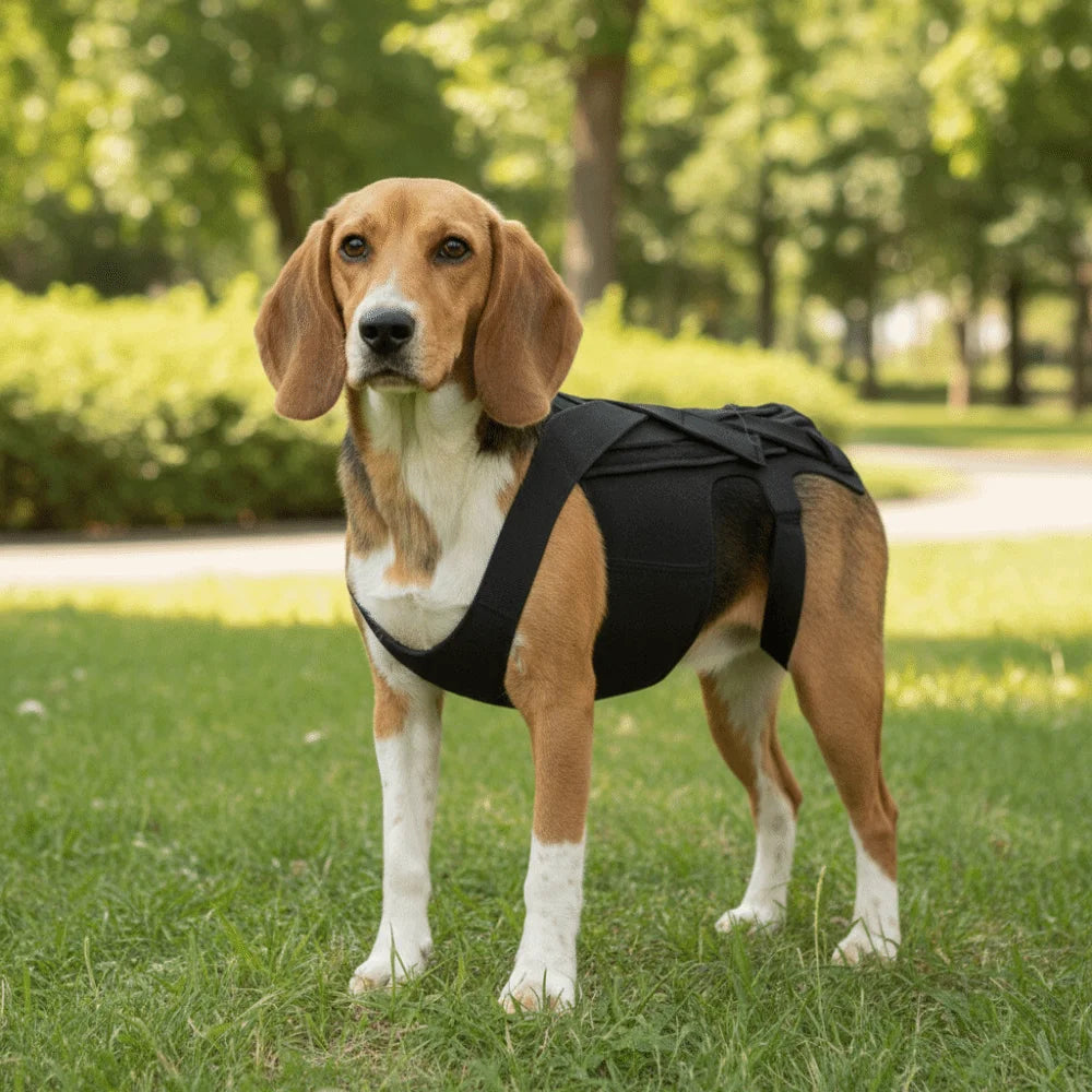 Adjustable Dog Back Support Vest Breathable Back Protector Pet Mobility Aid Comfortable Dog Back Brace Rehabilitation Vue