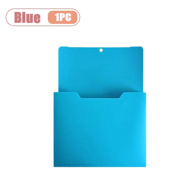 1-5PCS Magnetic Document Holder Wall Mount File Box for Office Home Desk Organizer Steel Rack for Papers Folders Vue Blue-1PC
