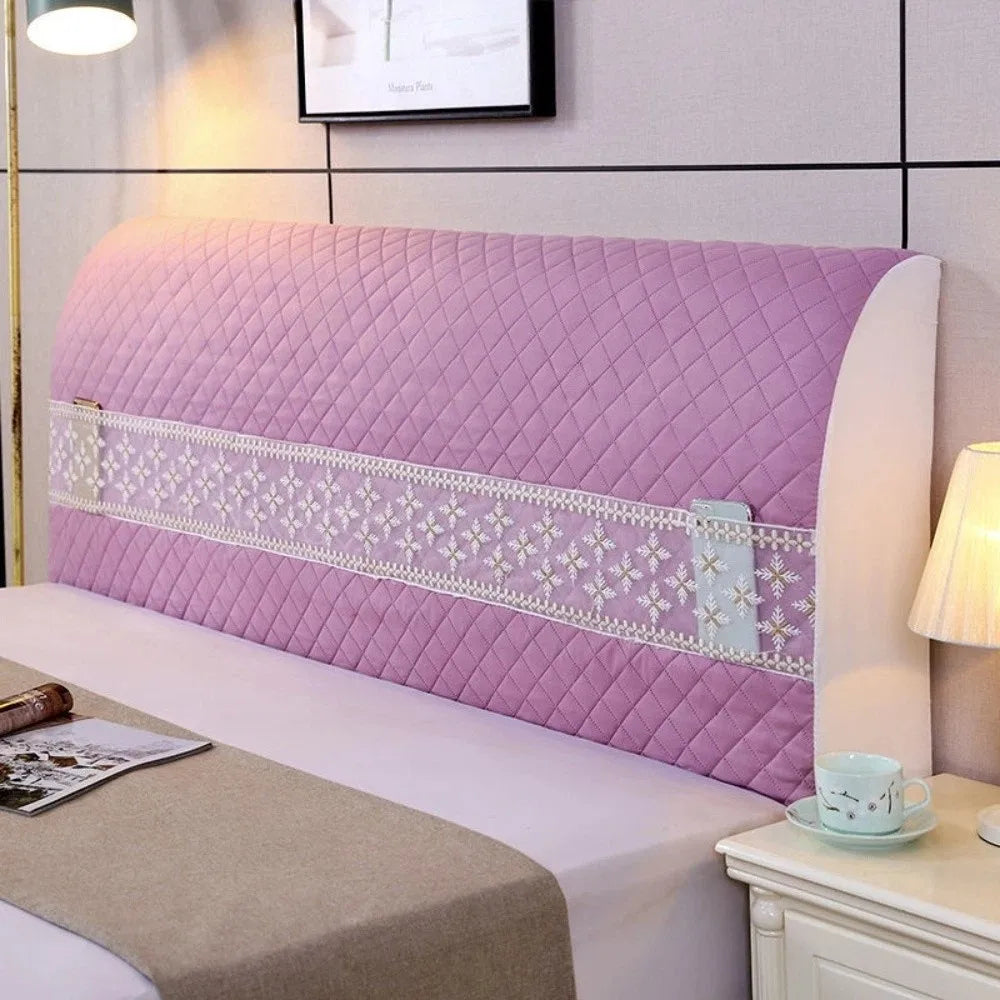 High Quality Elegant Headboard Cover Lace Design Soft Bedhead Cover Anti-Collision Comfortable Dust Protection Cover Guest Room Vue 59.06in Blue