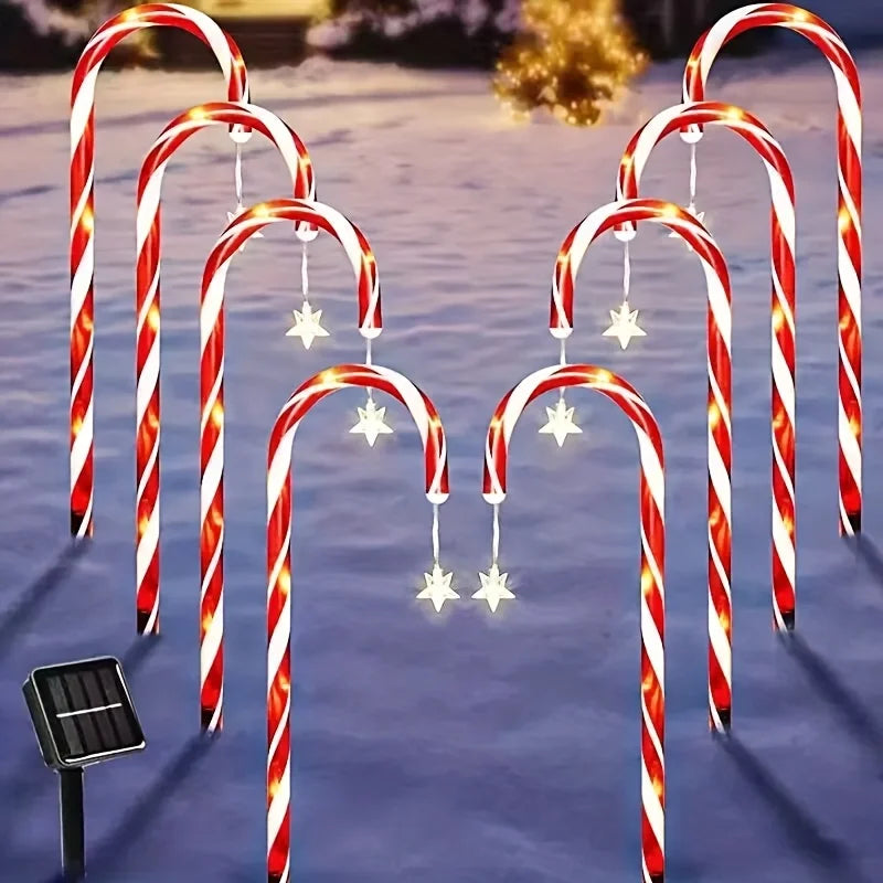 LED Solar Candy Cane Lights Waterproof Outdoor Decorative Lamp for Garden Patio Terrace Wedding Yard Path Xmas Party Ornaments Vue Warm White Warm White 1pc