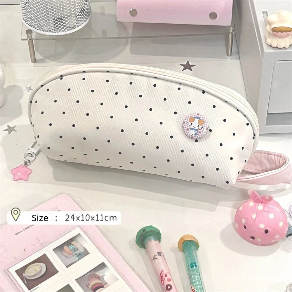 Polka Dot Pencil Case Shell Shape Multi-functional Stationery Storage Bag Large-capacity Pen Bag Students Gift Storage Bag Vue