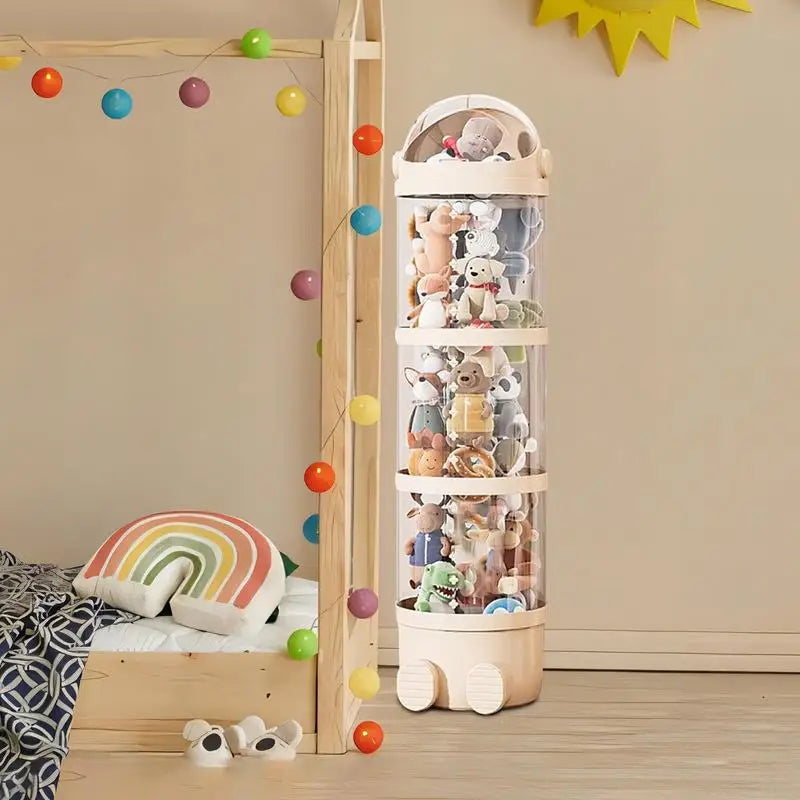 Transparent Plush Toy Storage Tube Large Capacity Doll Organizer Box Moisture-Proof Stuffed Animal Container for Kids Toy Vue