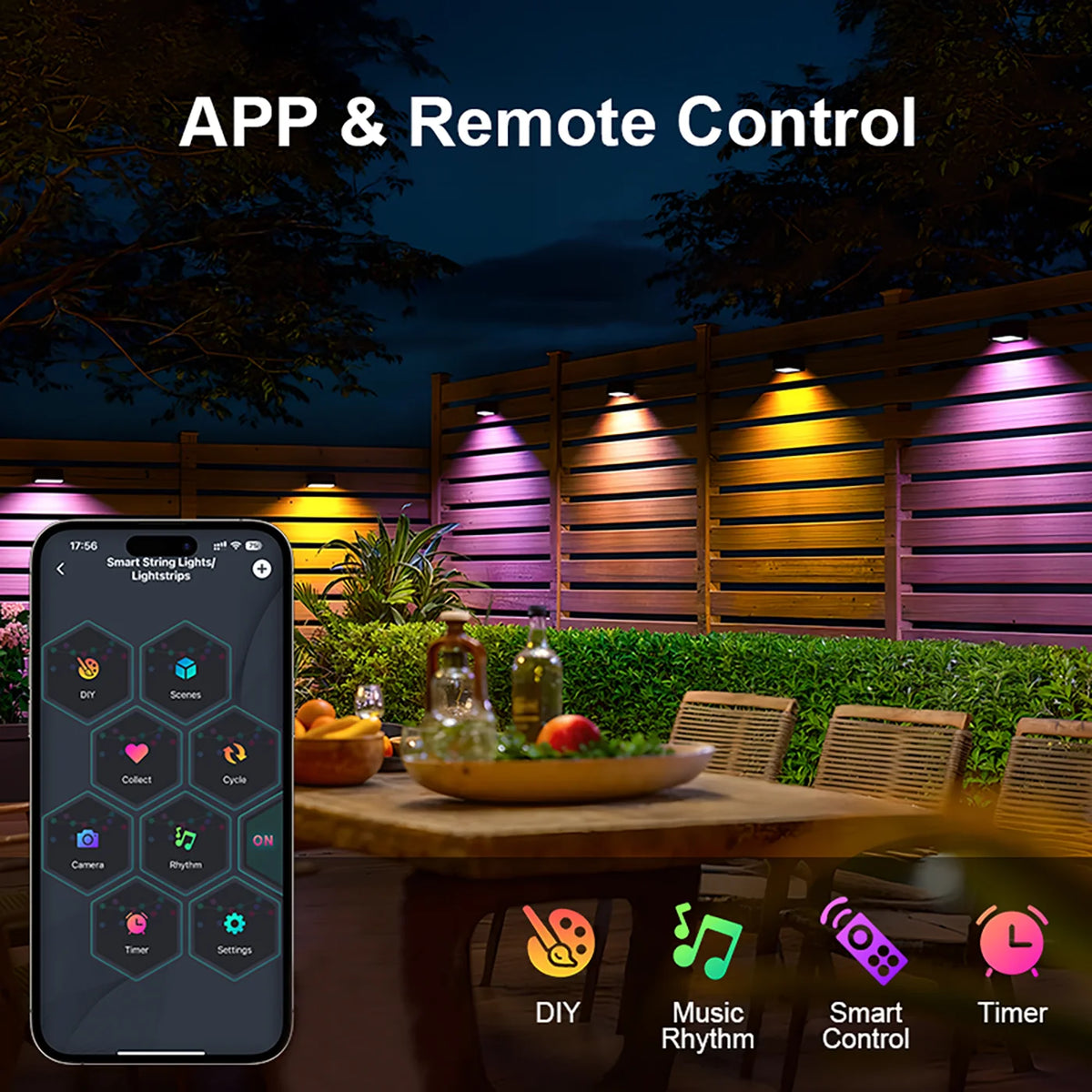 300FT Permanent Outdoor Eave Lights 180 LEDs App-Controlled, DIY RGB Color, IC Light String—Ideal for Christmas Eave Decorations Vue