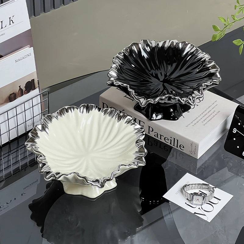 Ceramic Light Luxury Fruit Tray Elegant Finish For Living Room Coffee Table Centerpiece Snack Candy Plate For Couples Gift Vue
