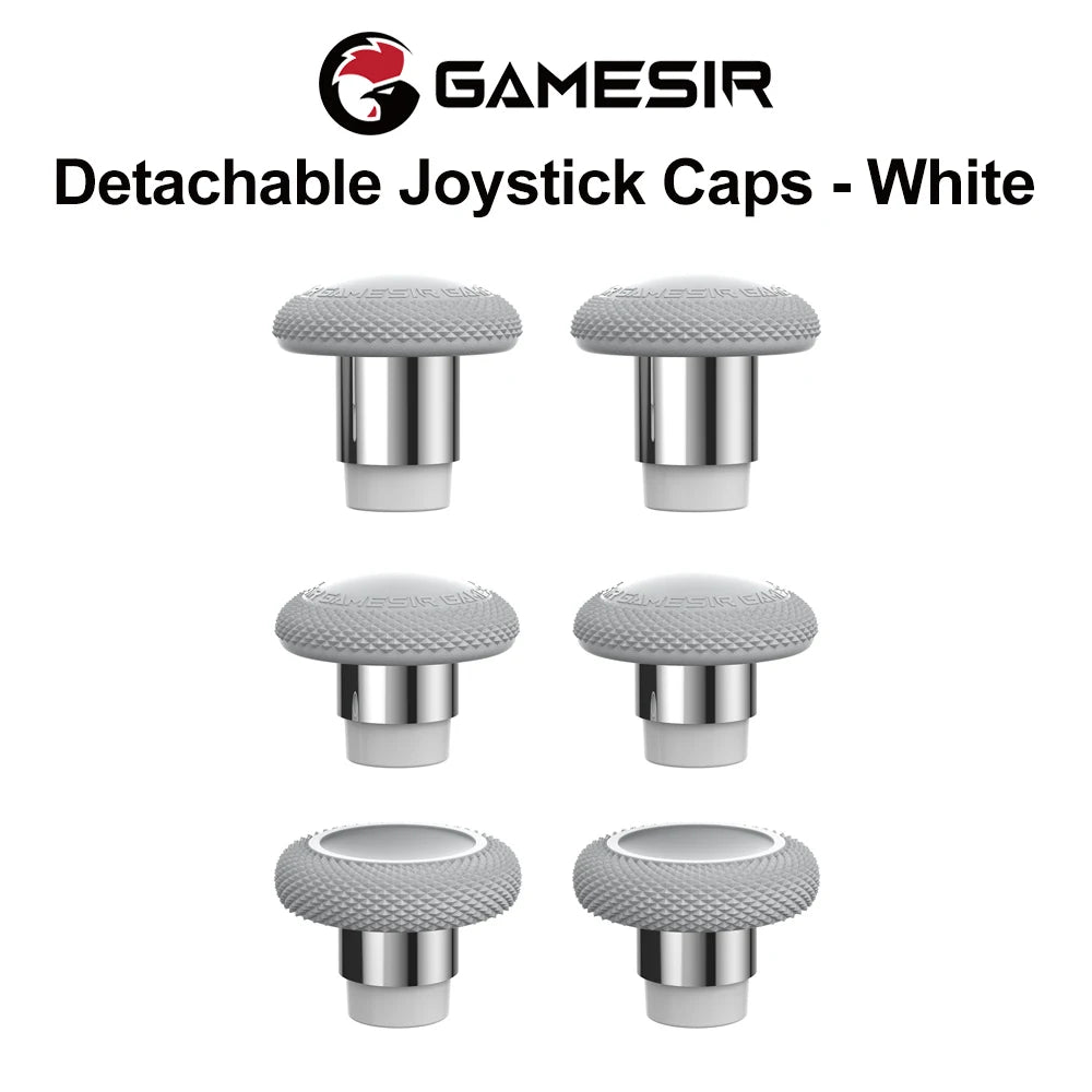 GameSir Joystick Caps for G7 Pro G7 Pro 8K Cyclone 2 Gamepad Accessories 3 Pairs Personalized Caps Smooth Steel Ring Control Vue White