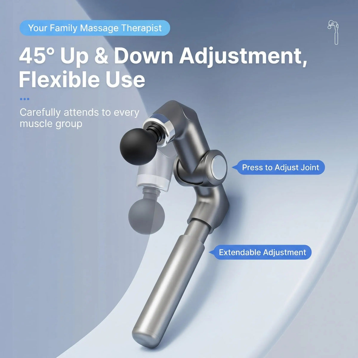 Foldable Massage Gun Deep Tissue with Retractable Handle，Back and Neck Massager for Pain Relief,Perfect Gifts for parents famliy Vue