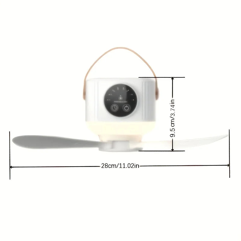 Portable USB Camping Fan Light Silent Tripod Stand Adjustable Speed
