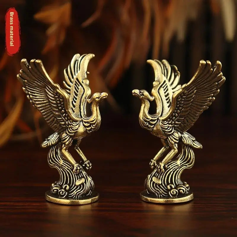 Qingluan Bird Figurine 1Pcs Ancient Divine Beast Decoration Retro Fire Phoenix Ornament for Home Office Table Decor Vue