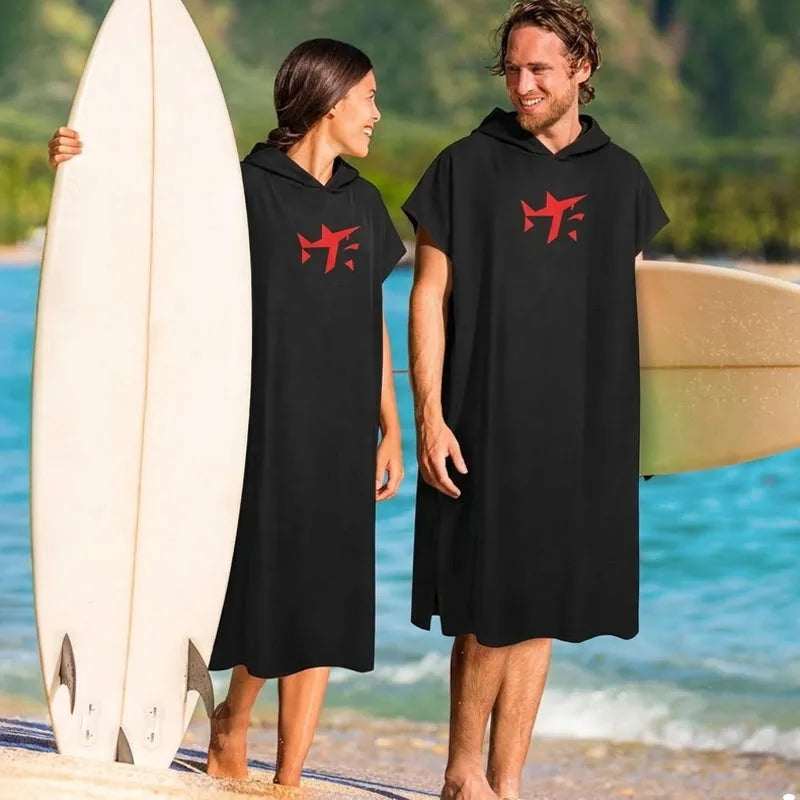 Microfiber Hooded Swim Poncho Changing Robe Towel Quick Dry Absorbent Lightweight for Men Women Beach Vacation Pool Vue