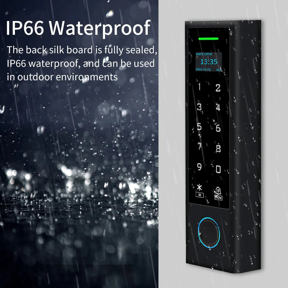 LCD Screen WIFI Support Tuya App Fingerprint Door Access Control Waterproof 125Khz RFID Card Standalone Biometric Access Control Vue