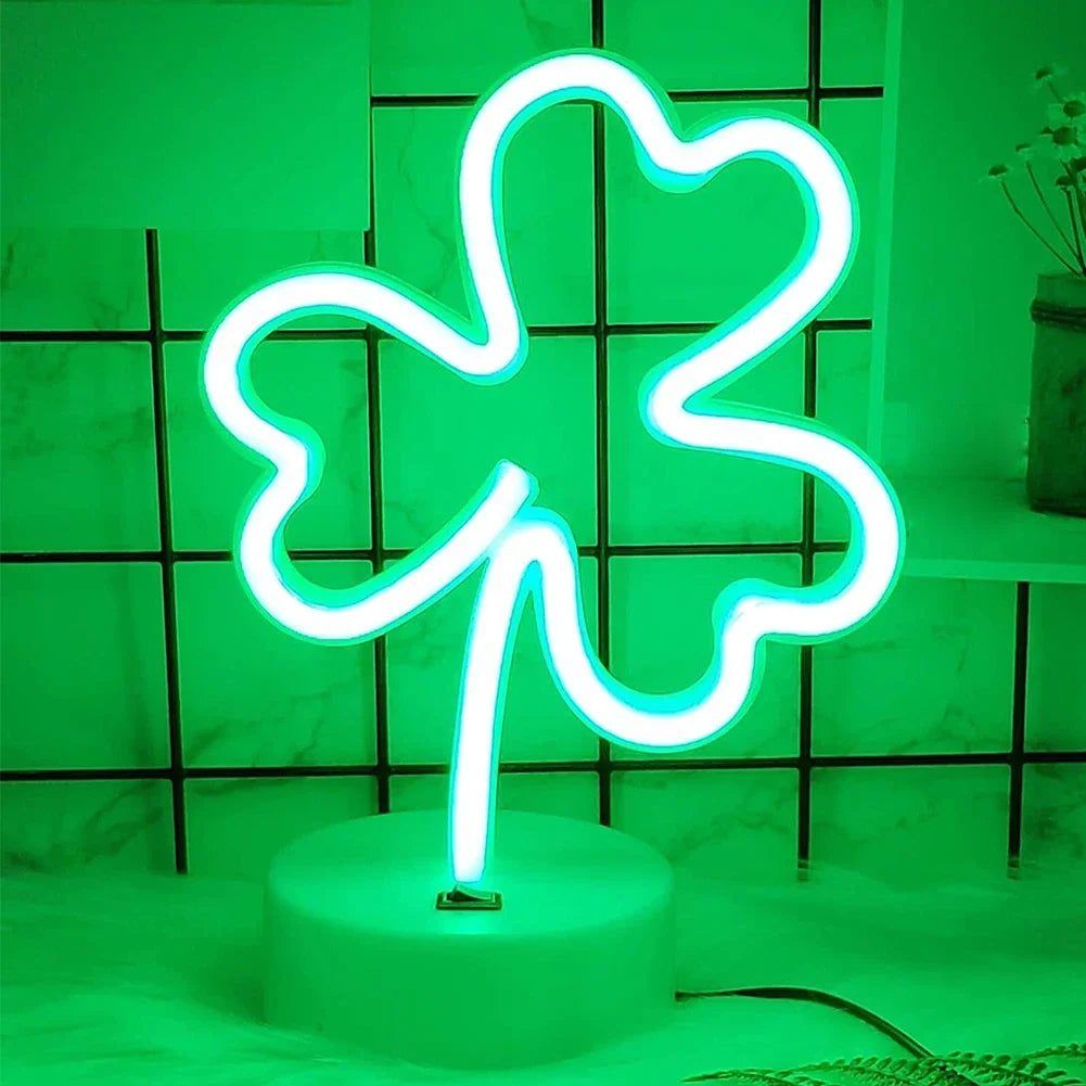 Room Decor Flamingo Clover Coconut Tree Cactus Neon Light Sign LED Night Light USB Or Battery Table Lamp For Home Decorations Vue