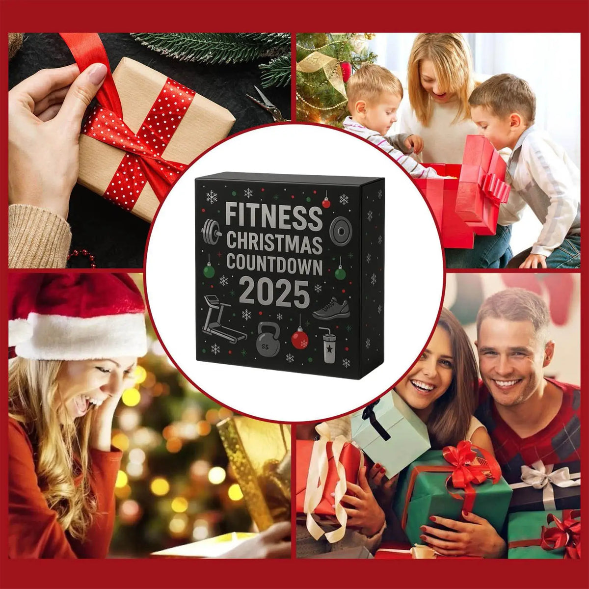Fitness Gear Christmas Countdown Calendar - 2D Acrylic 24 Days Advent Ornament for Winter Holiday Party Decor, Home Gym, Window Vue