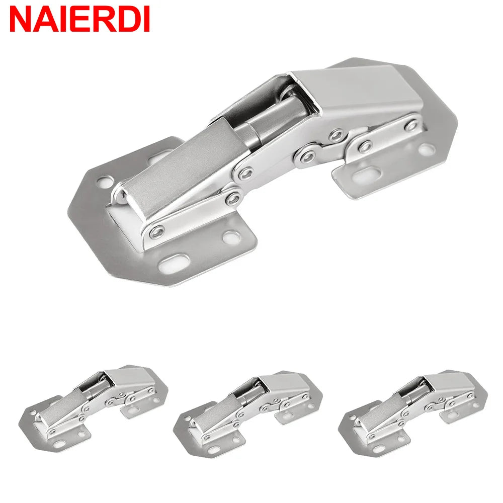 NAIERDI 4 Pack 90 Degree Soft Close Spring Hinges,No Pre-drilled Noiseless Hidden Concealed Cabinet Hinge Furniture Hinge Vue