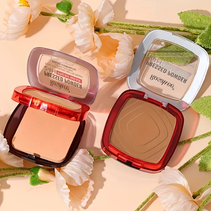 Matte Full Coverage Pressed Powder Foundation With Puff Applicator, 24H Fresh Wear Matte Weightless Finishing Powder Makeup Vue