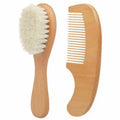 Baby Wool NewbornBaby Wooden Brush Comb Newborn Hair Brush Infant Head Massager Portable Baby Comb Hair Bath Brush Comb New Vue B125 Wood-2pcs