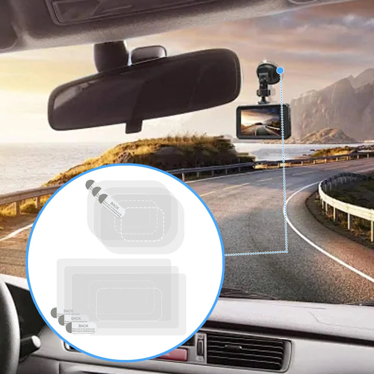 Electrostatic Windshield Sticker 6pcs Static Cling Film Shield For Dash Cam Screen Removable Reusable No R esidue For Car SUV RV Vue