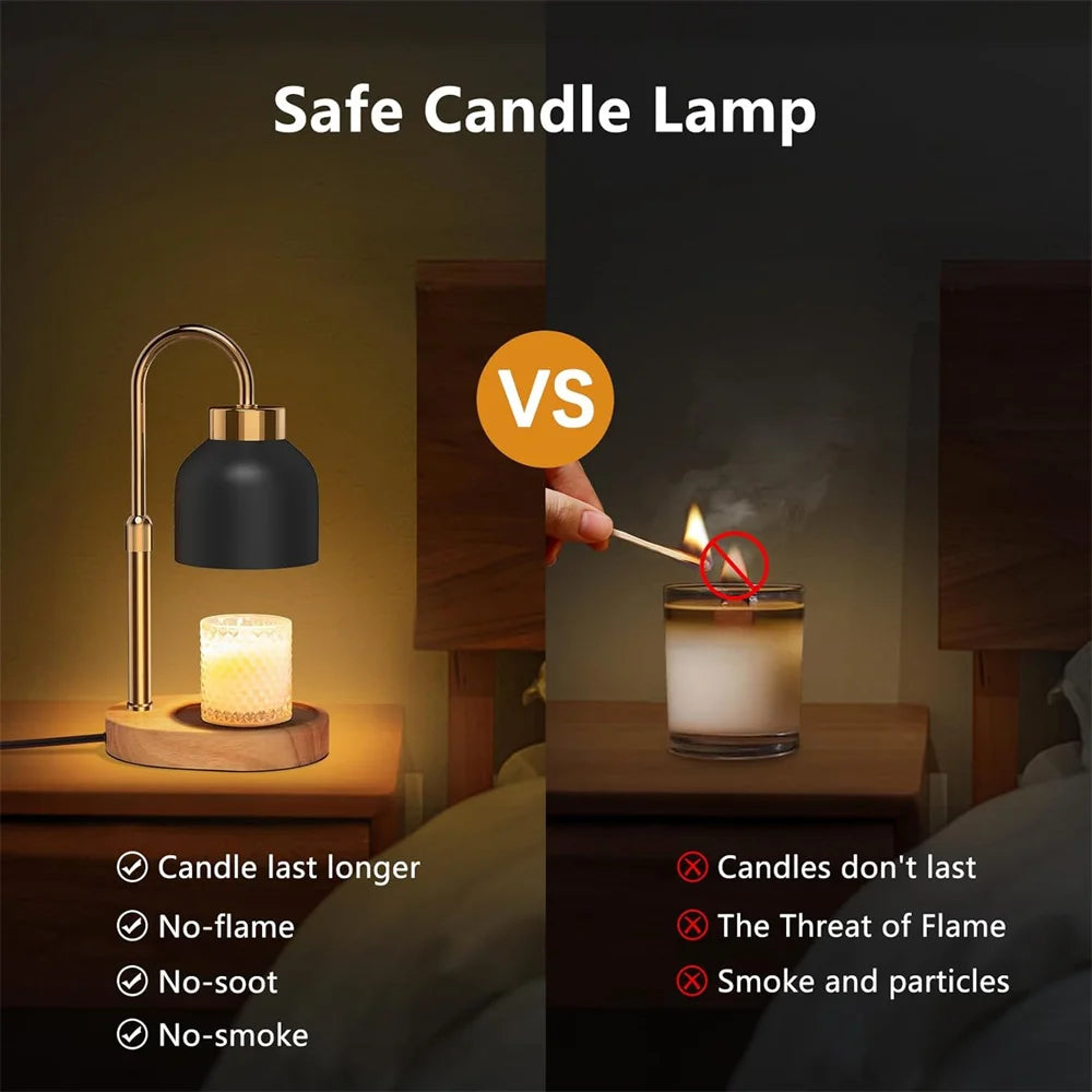 Candle Warmer Lamp with Timer and Dimmer Height and Brightness Adjustable, Black Electric Wax Warmer for Best House Warming Gift Vue