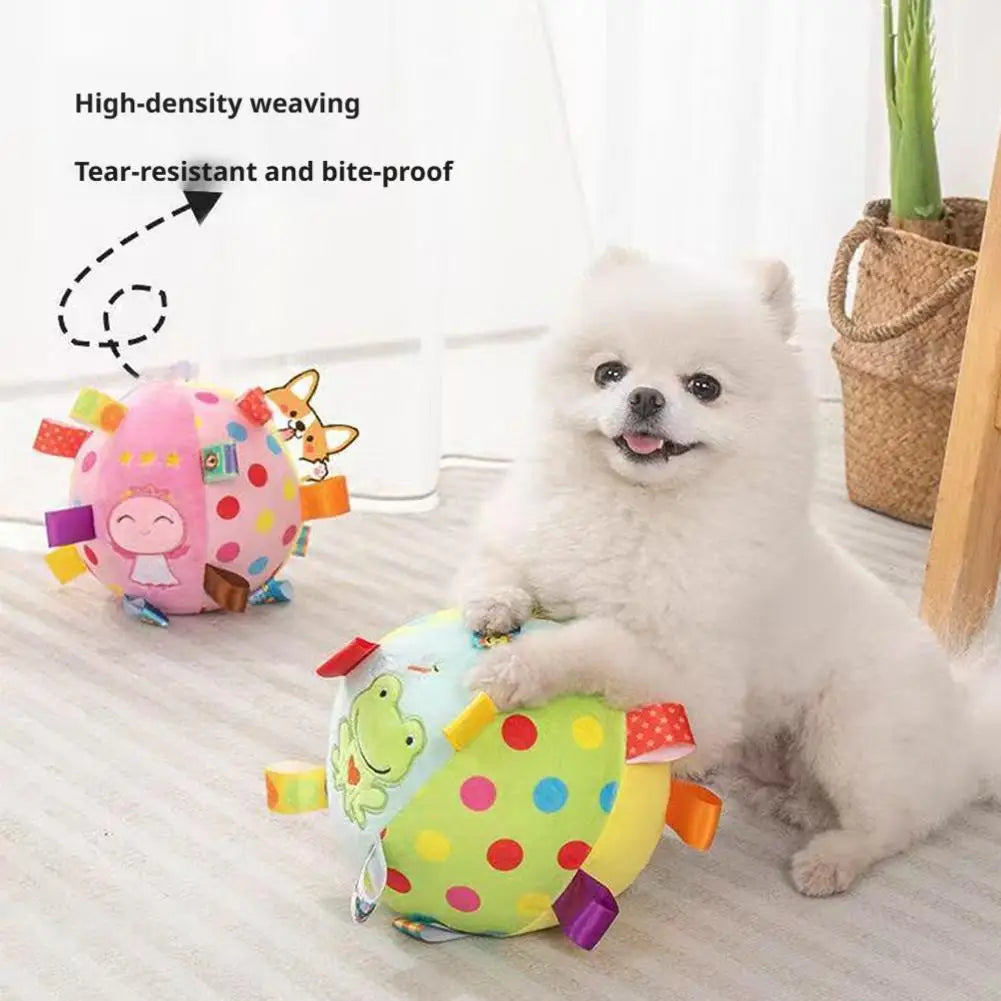 Durable Interactive Dog Toy Ball Plush Training Chew Toy for Large Medium Dogs Bite Resistant with Bells Pet Supplies Vue