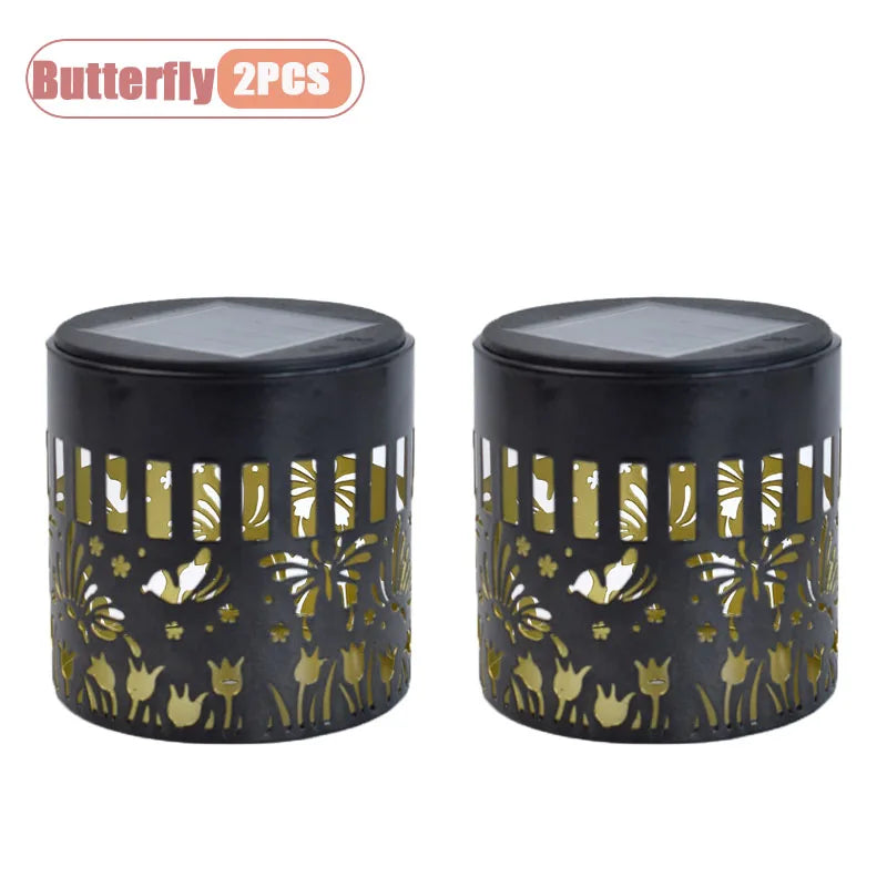 1-8PCS Solar Powered Outdoor Wall Sconce Hummingbird Butterfly Silhouette Projection Lamp for Garden Courtyard Fence Patio Decor Vue Butterfly-2PCS