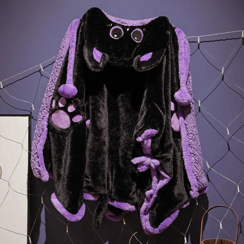 Green Alien Cat Seal Capybara Black Cat Robes Cloak Cute Animal Plush Cloak Blankets Swaddle With Hood Boys Girls Winter Gifts Vue Black cat 80x120cm