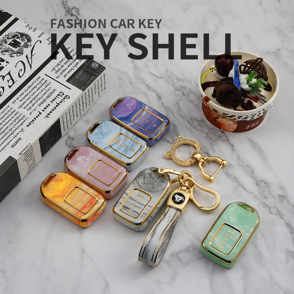 Car Key Cover Protector Case Holder Skin Jacket For Honda Clarity HR-V Odyssey Pilot Ridgeline Insight Smart Key 4 button 1PC Vue
