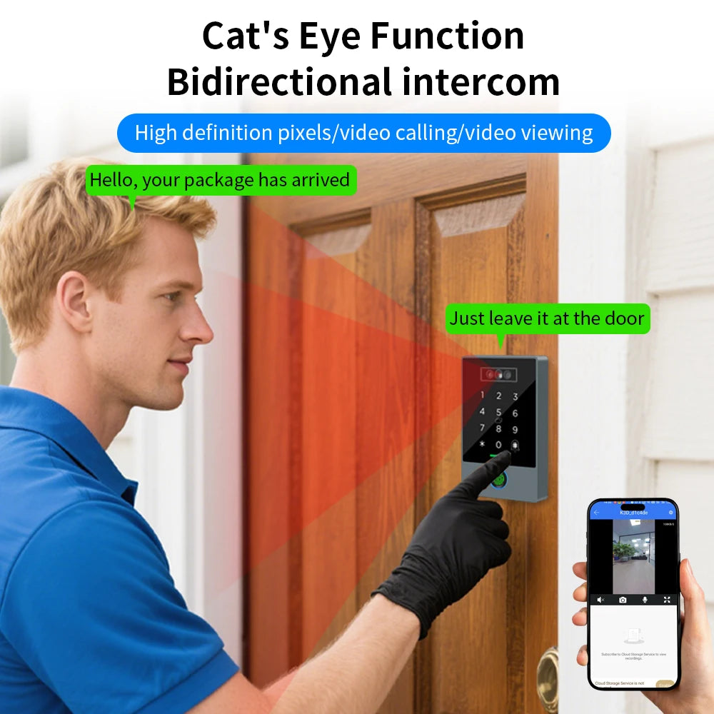 TTLOCK Home Security Visual Intercom Face Recognition Fingerprint WiFi Intelligent 13.5Hz Waterproof IP67 Access Control Vue