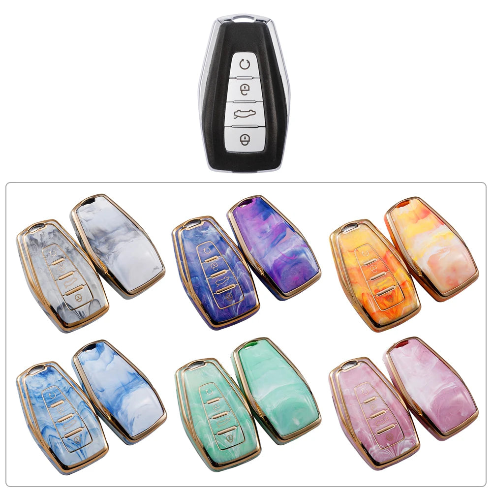 Geely Smart Key For Geely New Vision X3X6 Borui Bo Yue Emgrand GL Coolray 4 Button Car Key Cover Protective Cover Smart Key 1 PC Vue GRAY key cover 1PC