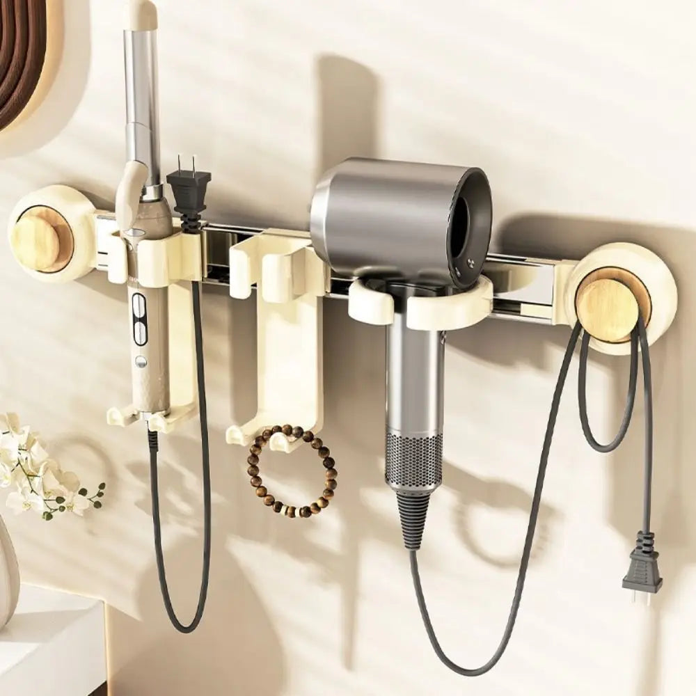 Plastic Suction Cup Hair Dryer Holder Wall Mounted Large Capacity Blow Dryer Hanger Movable Space Saving Vue