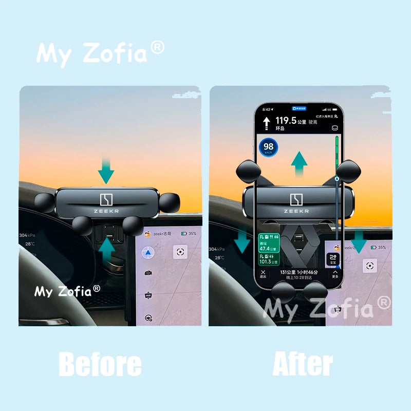 Car Bracket For Zeekr 7X 2025 2026 Car Phone Holder Navigation GPS Stand Interior Moulding Phone Holder Snap-on Clip Accessories Vue