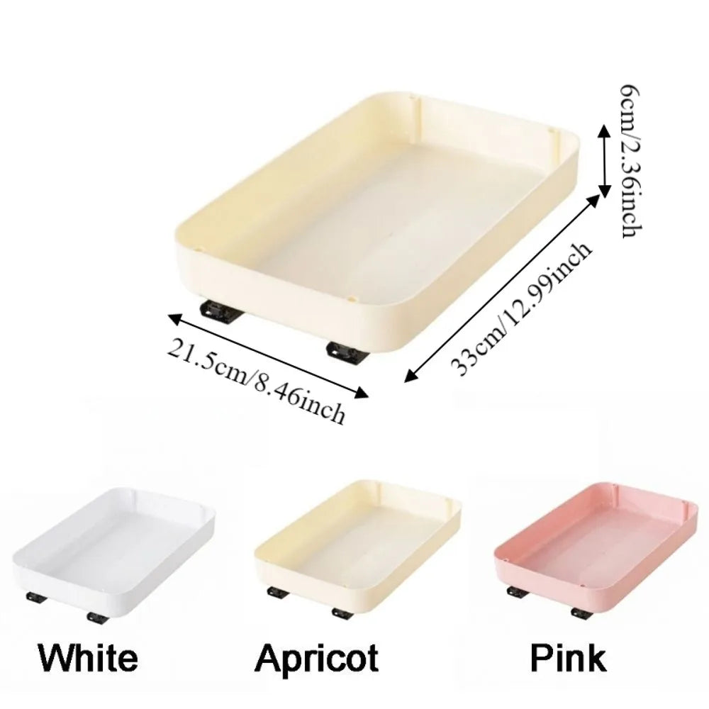 Large Capacity Pull Out Storage Tray Plastic Anti-slip Sliding Cabinet Shelf with Slide Rails Slide Out Pantry Shelves Bathroom Vue