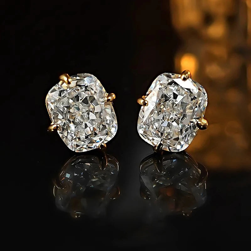 Huitan Gold Geometric Cubic Zirconia Crystal Stud Earrings Stud Earrings Vue