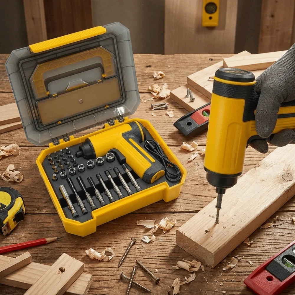 Compact Design Electric Screwdriver Drill Set Multiple Accessories Lightweight Build Portable Power Tools Steady Performance Vue