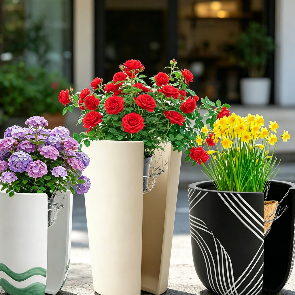 Adjustable Planter Insert with Hanging Chains Stainless Steel Plant Pot Flower Pot Heightening Bracket for Indoor Potted Flower Vue