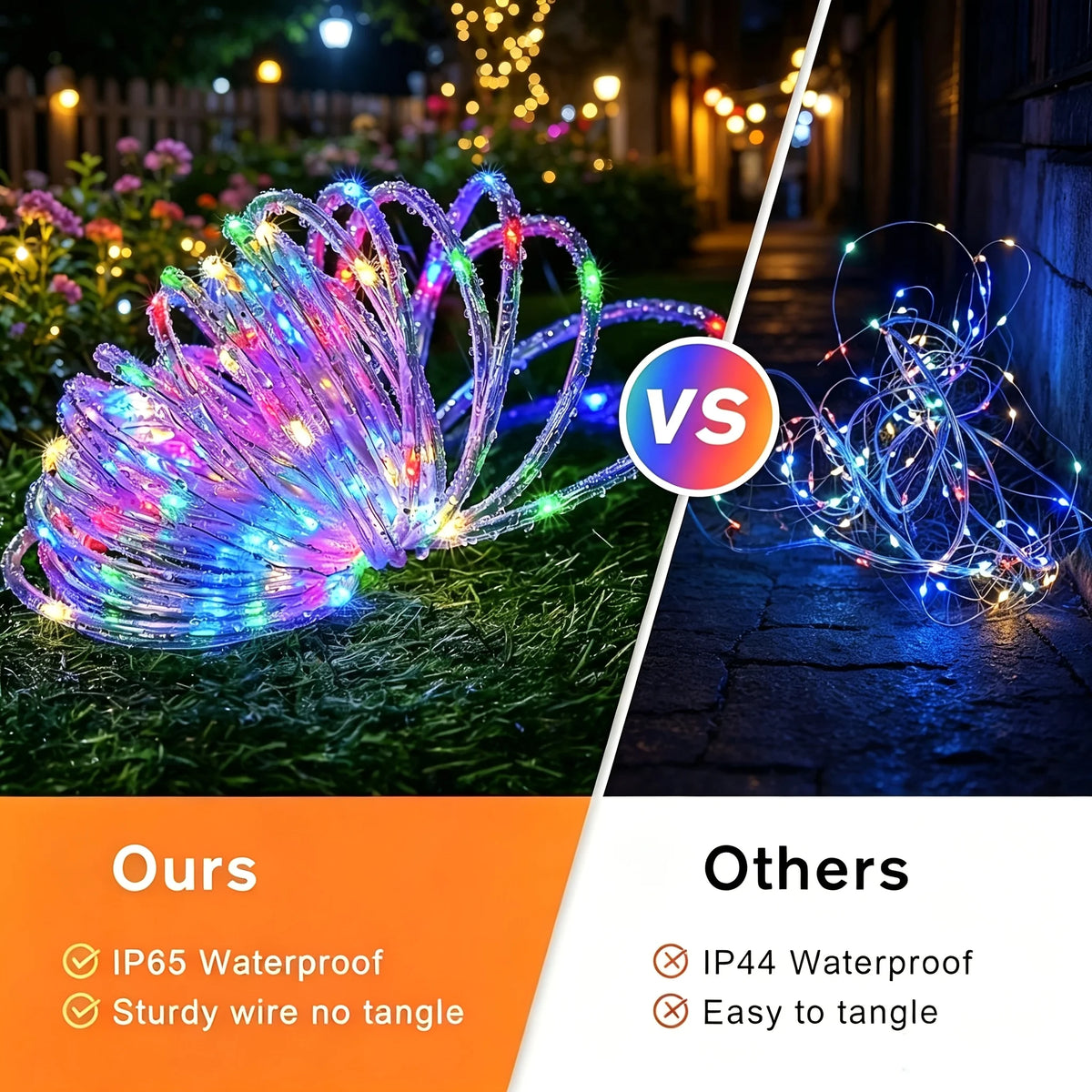 Solar Powered LED Rope Lights Waterproof Outdoor Glow Fairy Garland Lights for Garden Tree Patio Holiday Party Decoration Vue