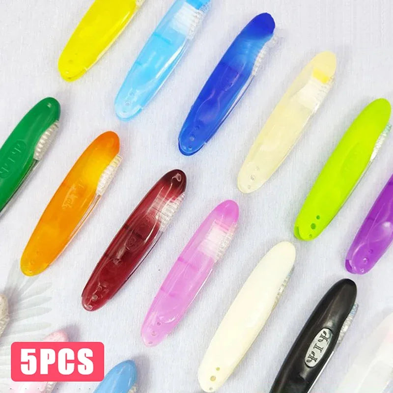 5pcs Folding Toothbrush Portable Soft Brush Toothbrush Bamboo Charcoal Ultra Travel Toothbrush Camping Supply Oral Care Vue