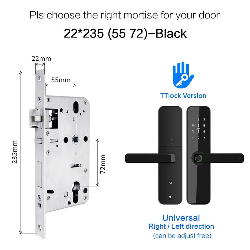 Cerradura Inteligente Biometric Smart Lock Keyless TTlock Bluetooth Electronic Smart Door Lock for Apartments Vue 5572 22x235