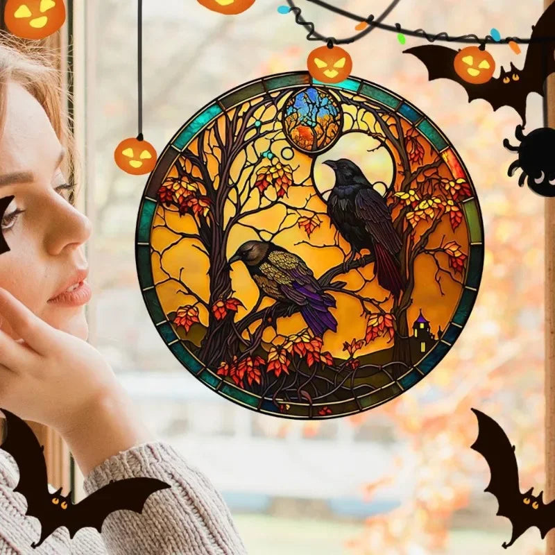 1-10PCS Halloween Static Window Cling Adhesive Free Removable Pumpkin Ghost Decal for Party Home Glass Decor Spooky Vue