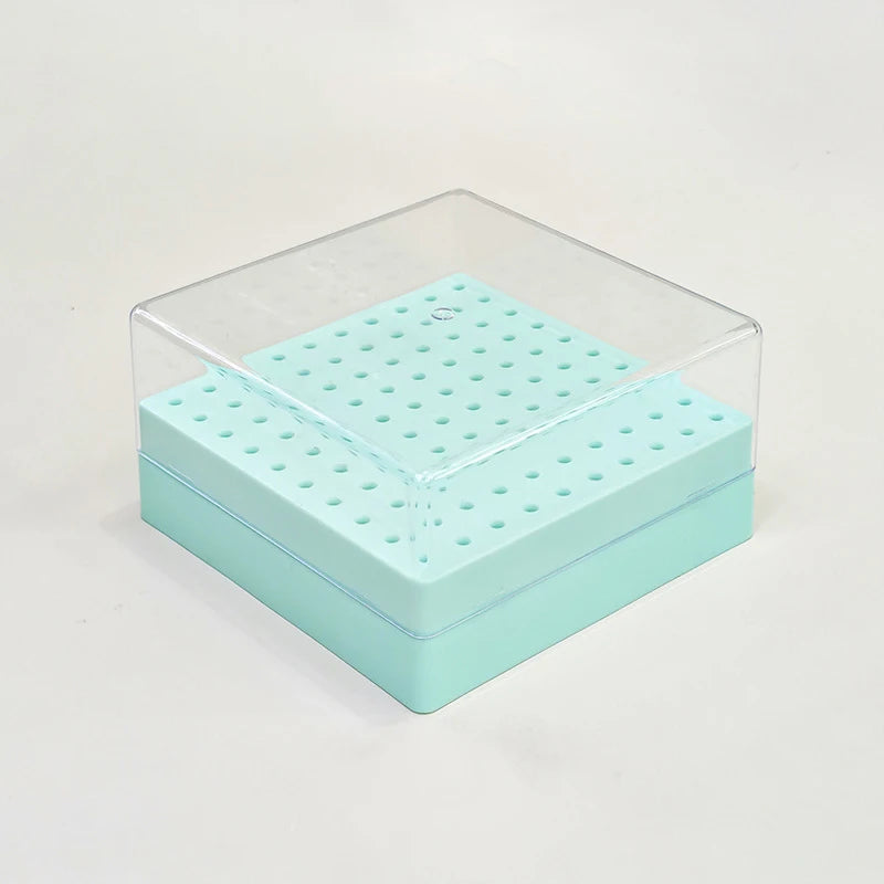 100 Holes Nail Art Drill Storage Box Grinding Polish Head Bit Holder Display Nail Drill Bits Organizer Plastic Nail Stand Vue Green