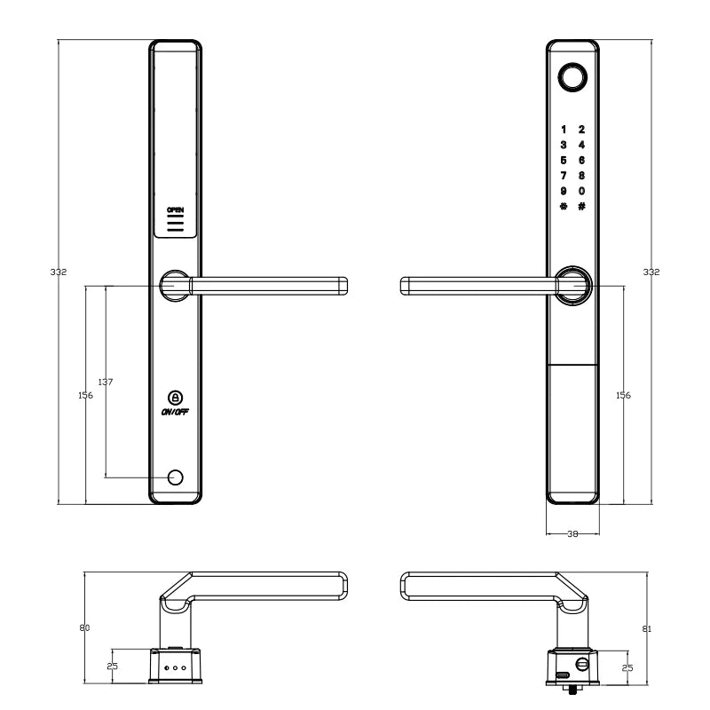 Euro 92/85/72mm Tuya wifi Smart Home Fingerprint Digital Smart door lock for UPVC Aluminium door Vue