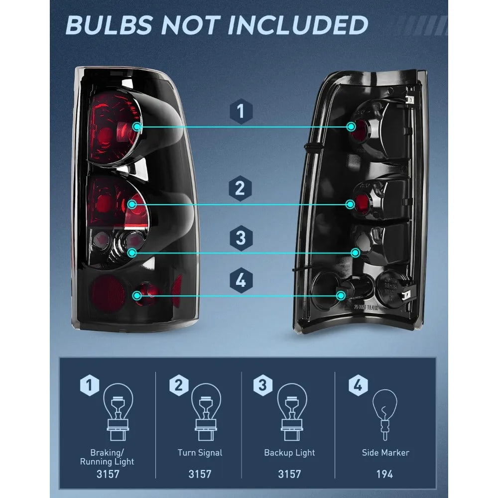 Nilight Taillight Assembly Compatible with 1999- 2007 Chevy Silverado 1500 2500 3500 99-02 GMC Sierra Rear Lamp Replacement 2PCS Vue