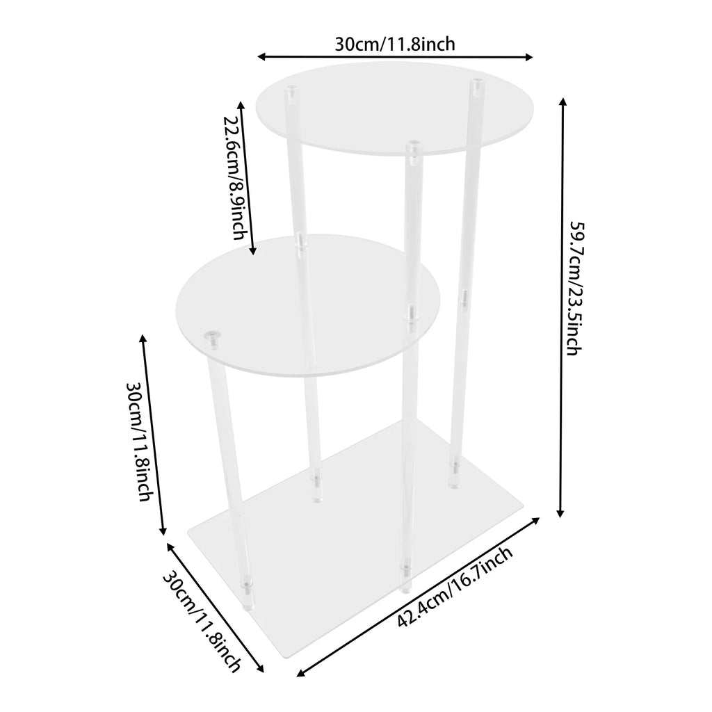 Clear 3-Tier Round Side Table | Acrylic Nightstand & End Table Tiered Side Table Vue