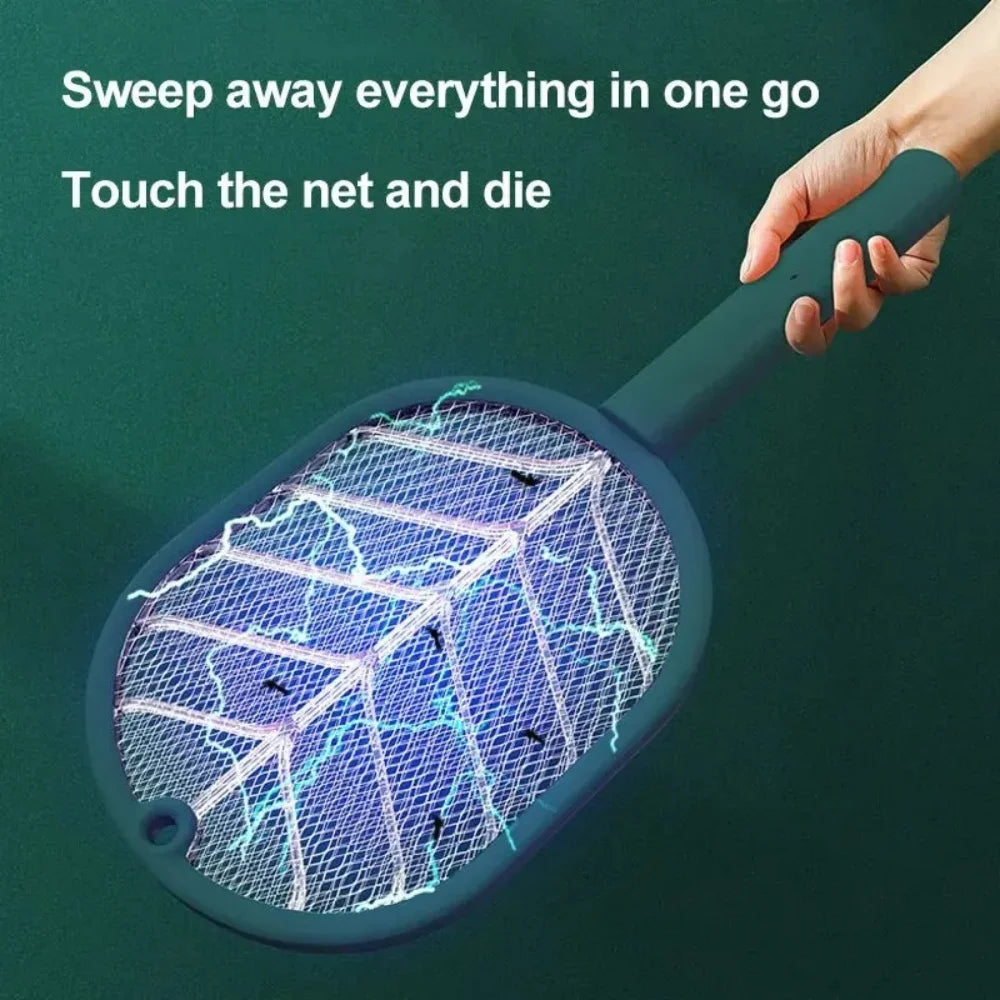 2-in-1 Electric Mosquito Killer Household Mosquito Racket With Purple Killer Lamp USB Charging Rechargeable Bug Fly Swatter Vue