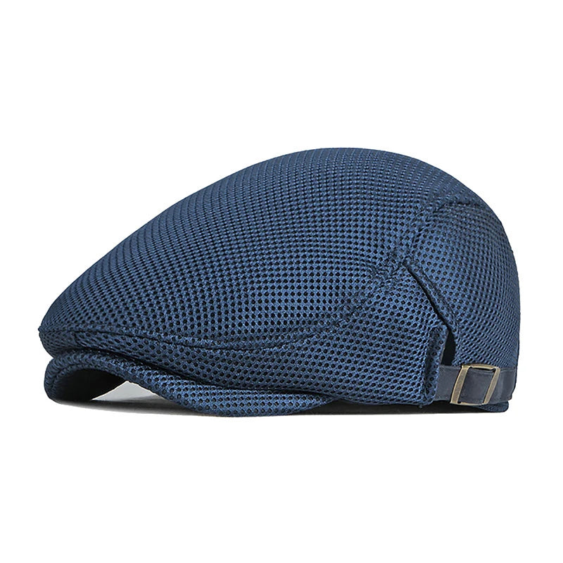 1Pc Men's Casual Hat Berets Caps For Spring Summer Autumn Flat Cap Breathable Mesh Cap Flat Peaked Beret Hats Golf Hat Vue Dark blue