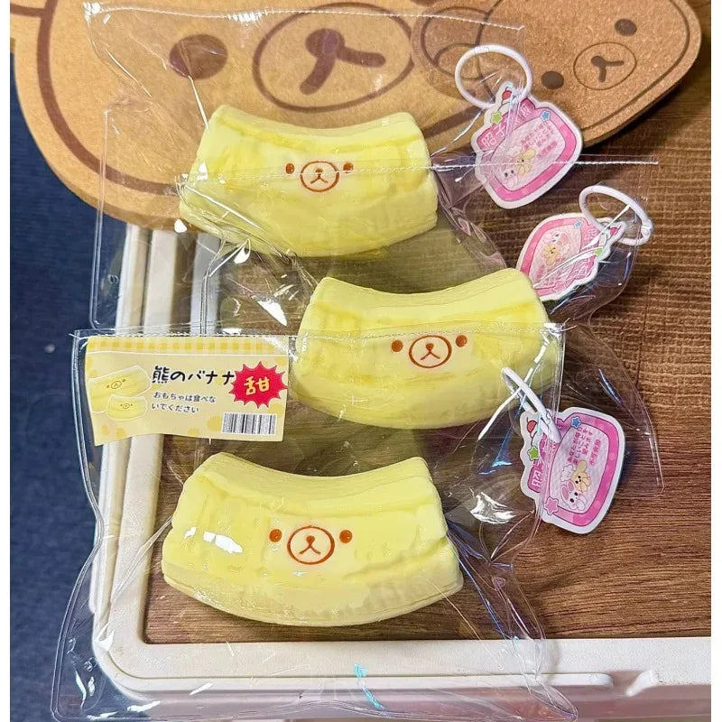 1/3Pcs Handmade Squishy with Butter Texture - Banana Bear Shaped to Relieve Stress - Food Grade Silicone S Vue