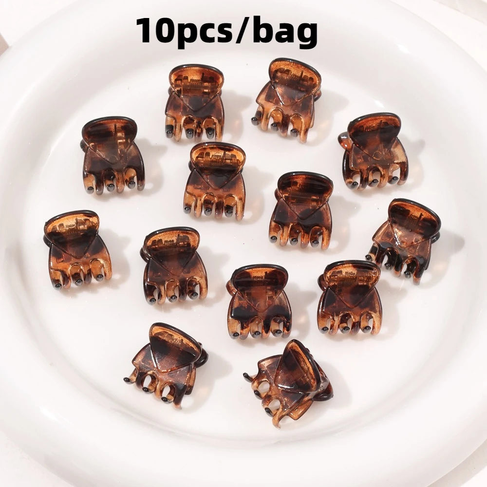 10pcs Practical Accessories Black Plastic Mini Hair Clips Small Claws Non Slip Plastic Hairpins Hair Accessories Hair Styling Vue leopard-print