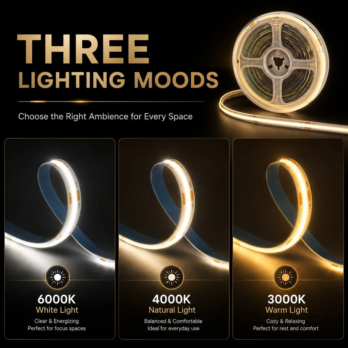 Self Adhesive COB LED Ribbon Light High Density Flexible Light Strip With Touch Dimmer For Bedroom Mirror Household Decor Lamp Vue