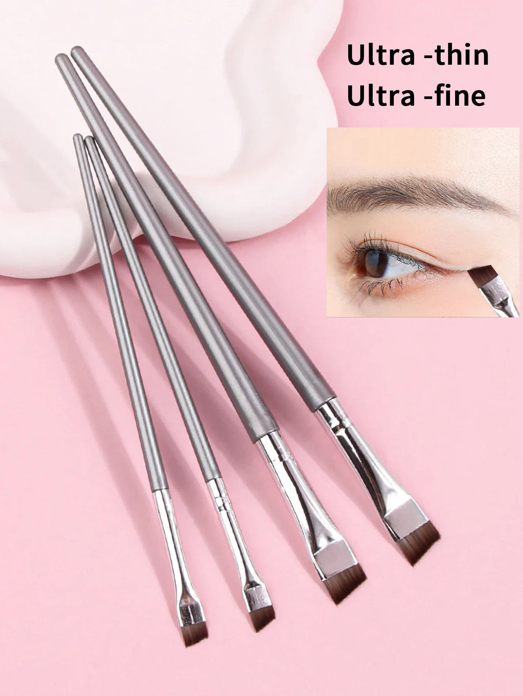 4PCS Liquid Eyeliner Brush Ultra Thin Fine Oblique Angle Flat Head Eyebrow Brush Vue