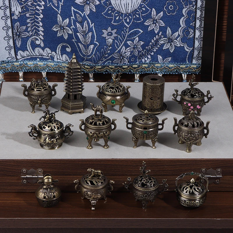 Alloy Lucky Incense Burner Bowl Incense Holder With Handle Yoga Meditation Home Office Decor Ancient Style For Relaxation Vue